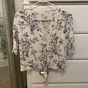 Off White Tie Front Top